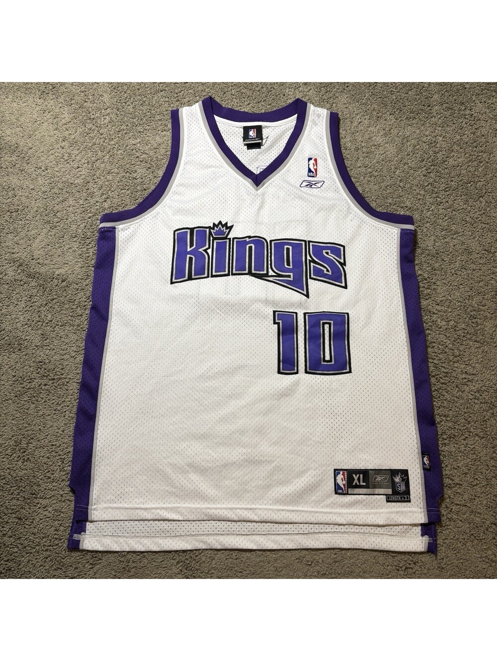 Vintage Reebok Sacramento Kings Mike Bibby #10 Stitched Jersey Mens XL White Y2K